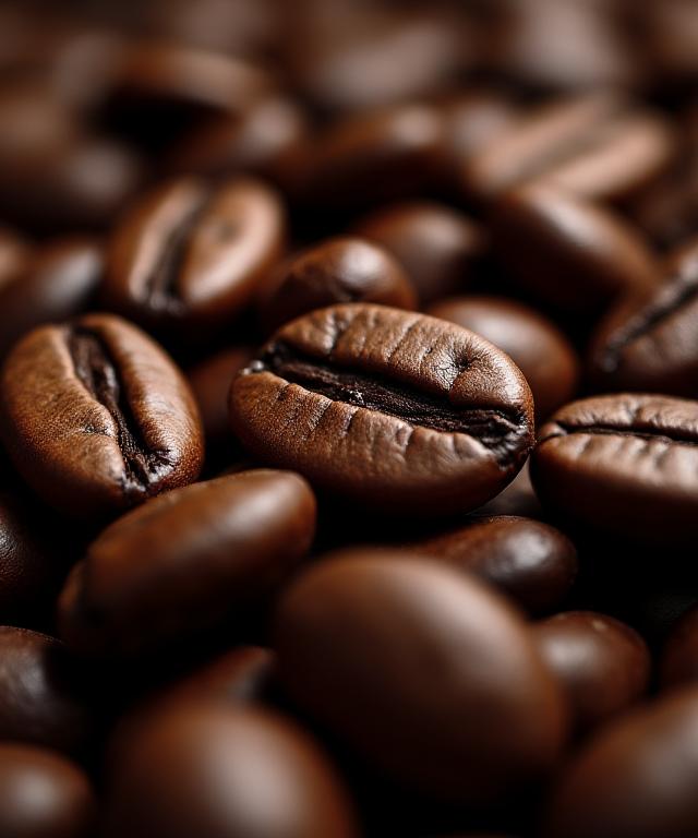 A macro shot of high-quality roasted coffee beans.